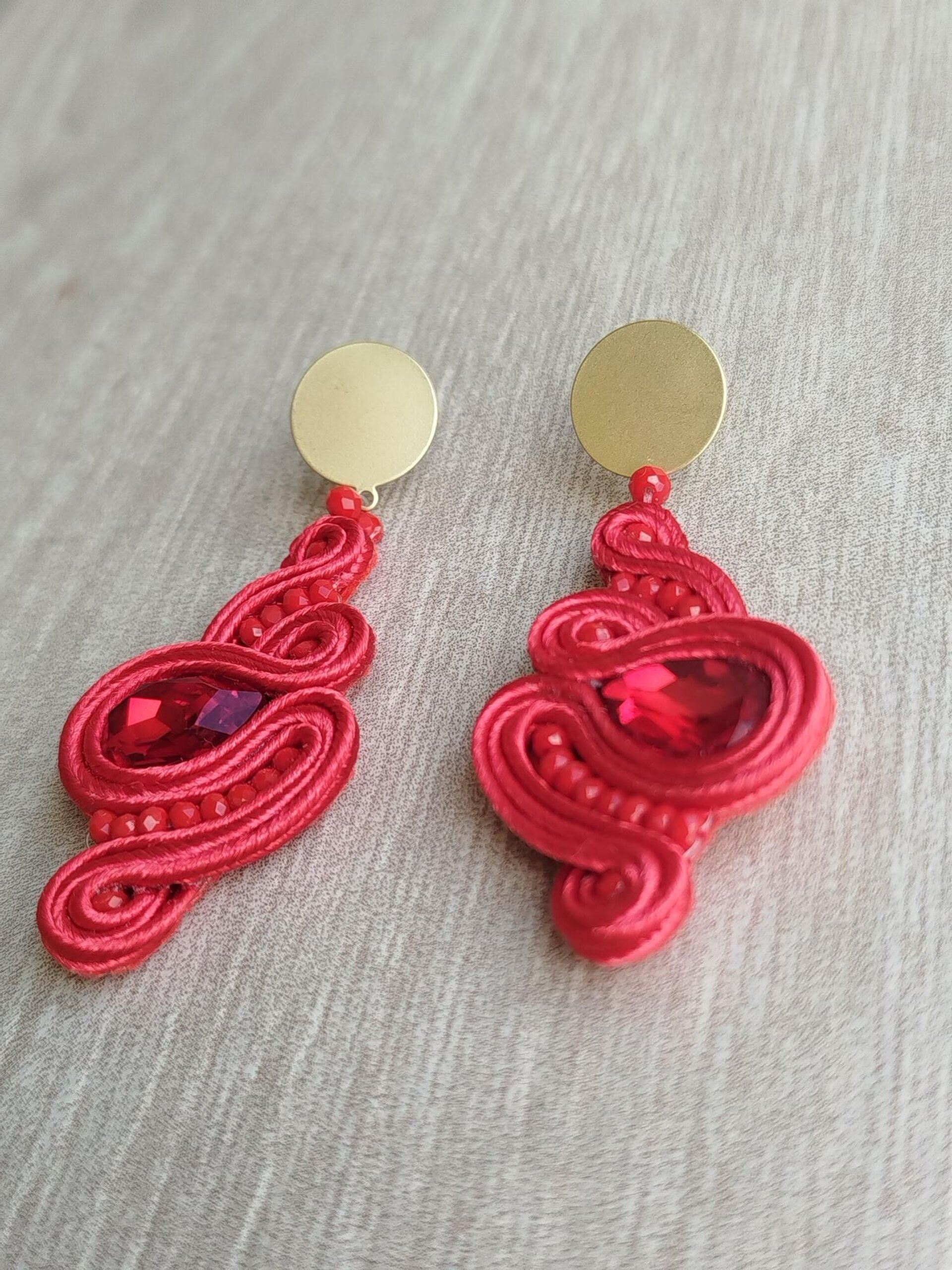 PENDIENTES SOUTACHE SCARLET ROJO - 2