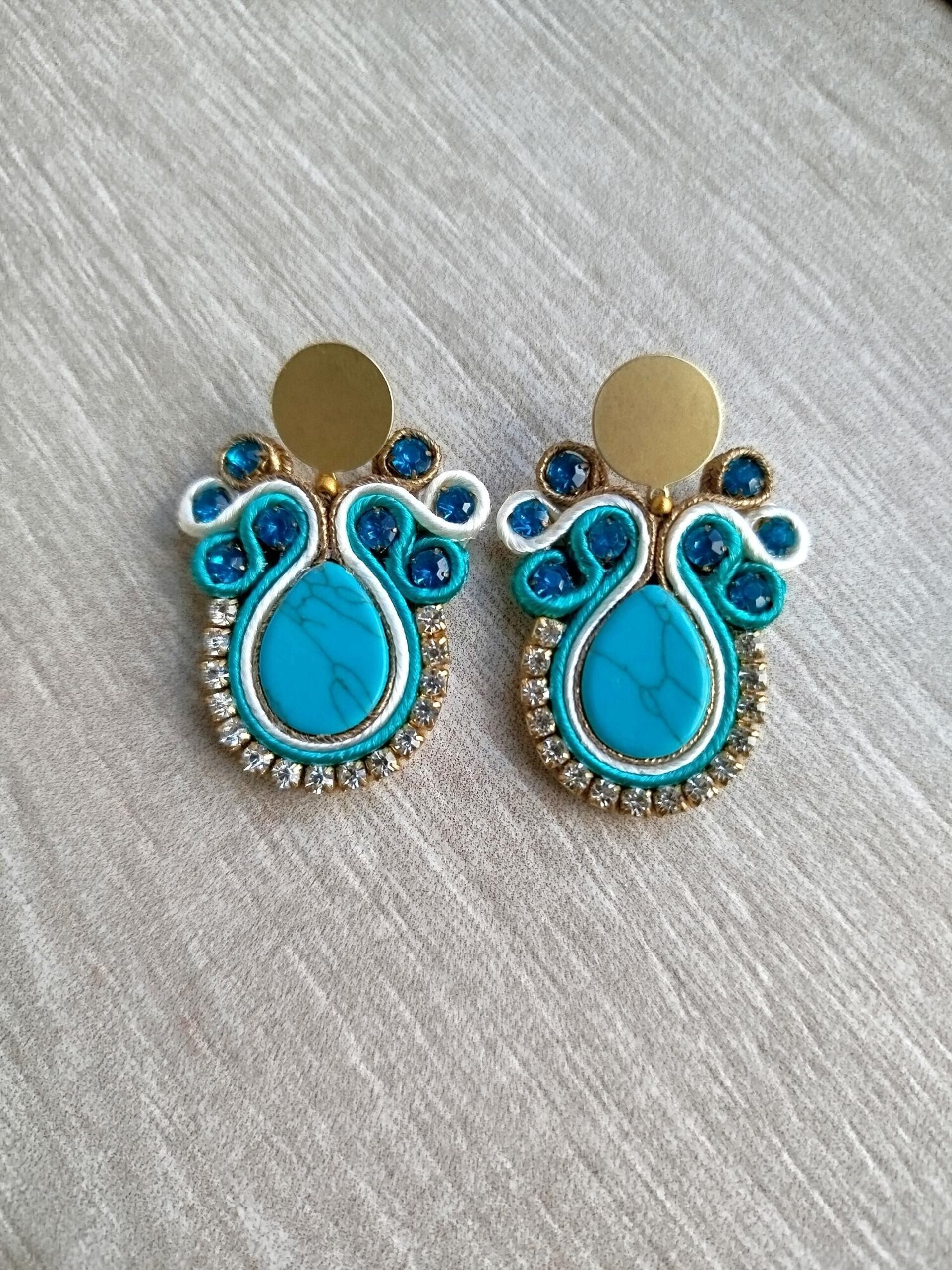 PENDIENTES SOUTACHE ANGELA TURQUESA - 5