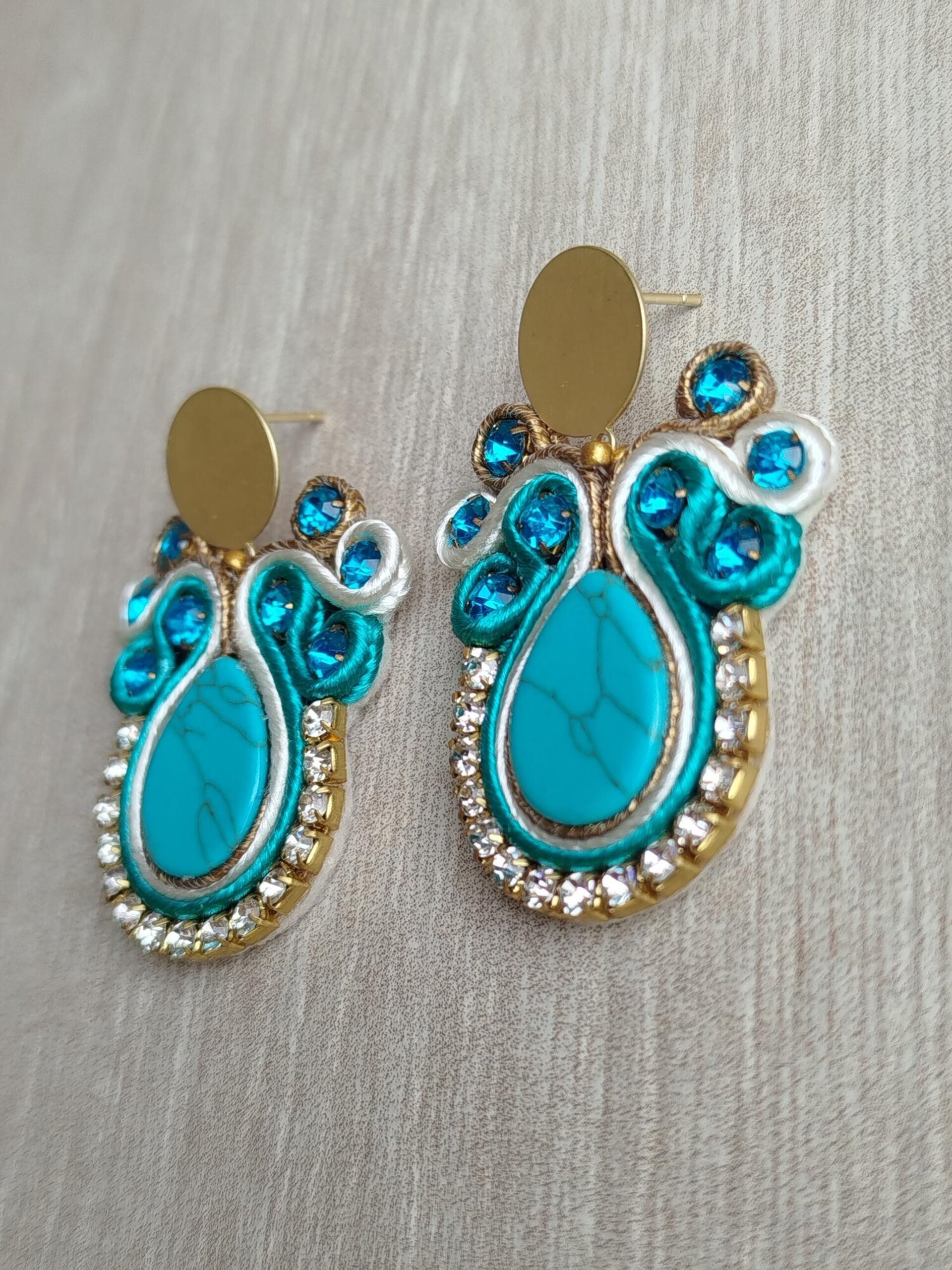 PENDIENTES SOUTACHE ANGELA TURQUESA - 4
