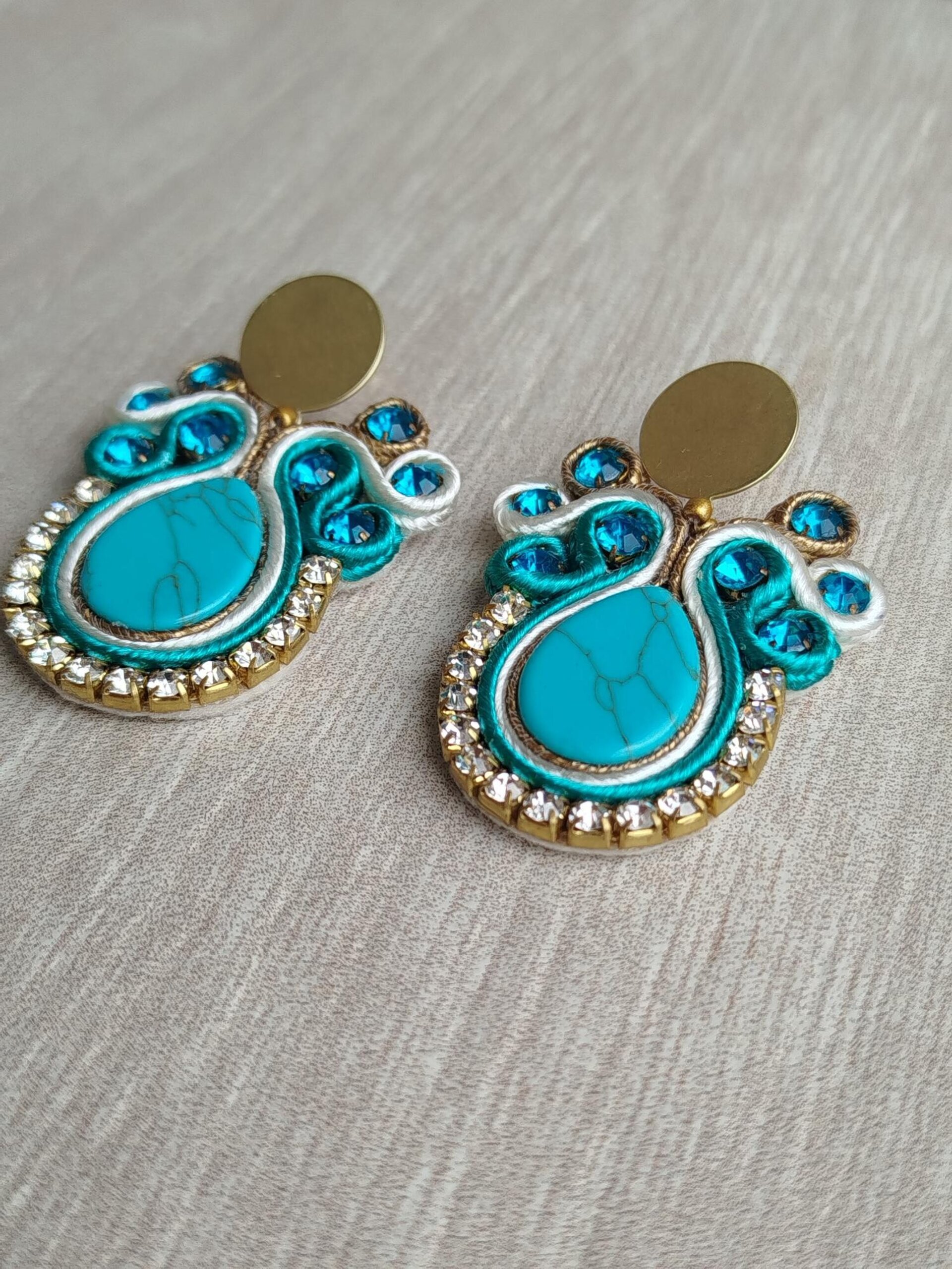 PENDIENTES SOUTACHE ANGELA TURQUESA - 3