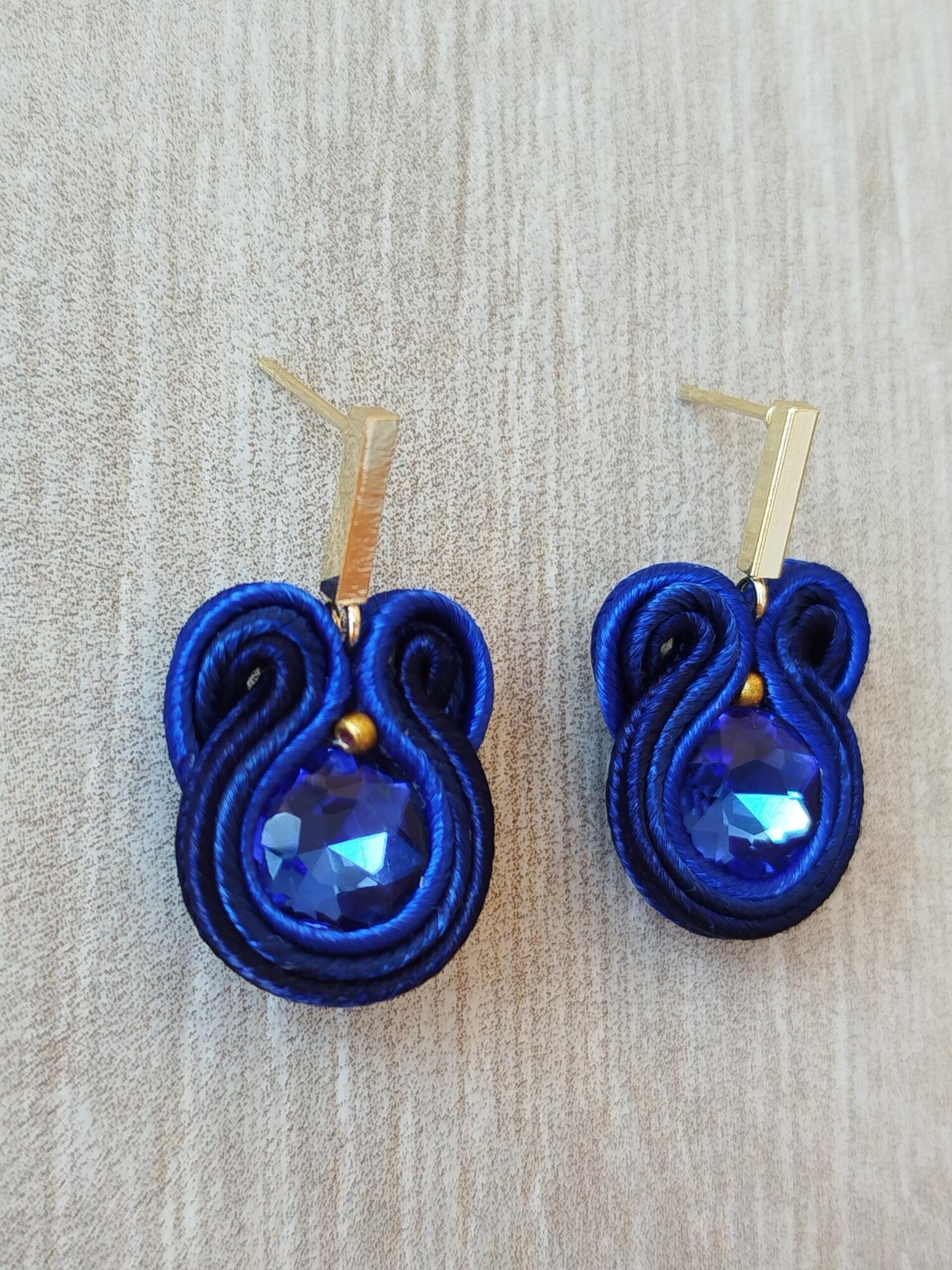 PENDIENTES SOUTACHE AURORA AZUL - 2