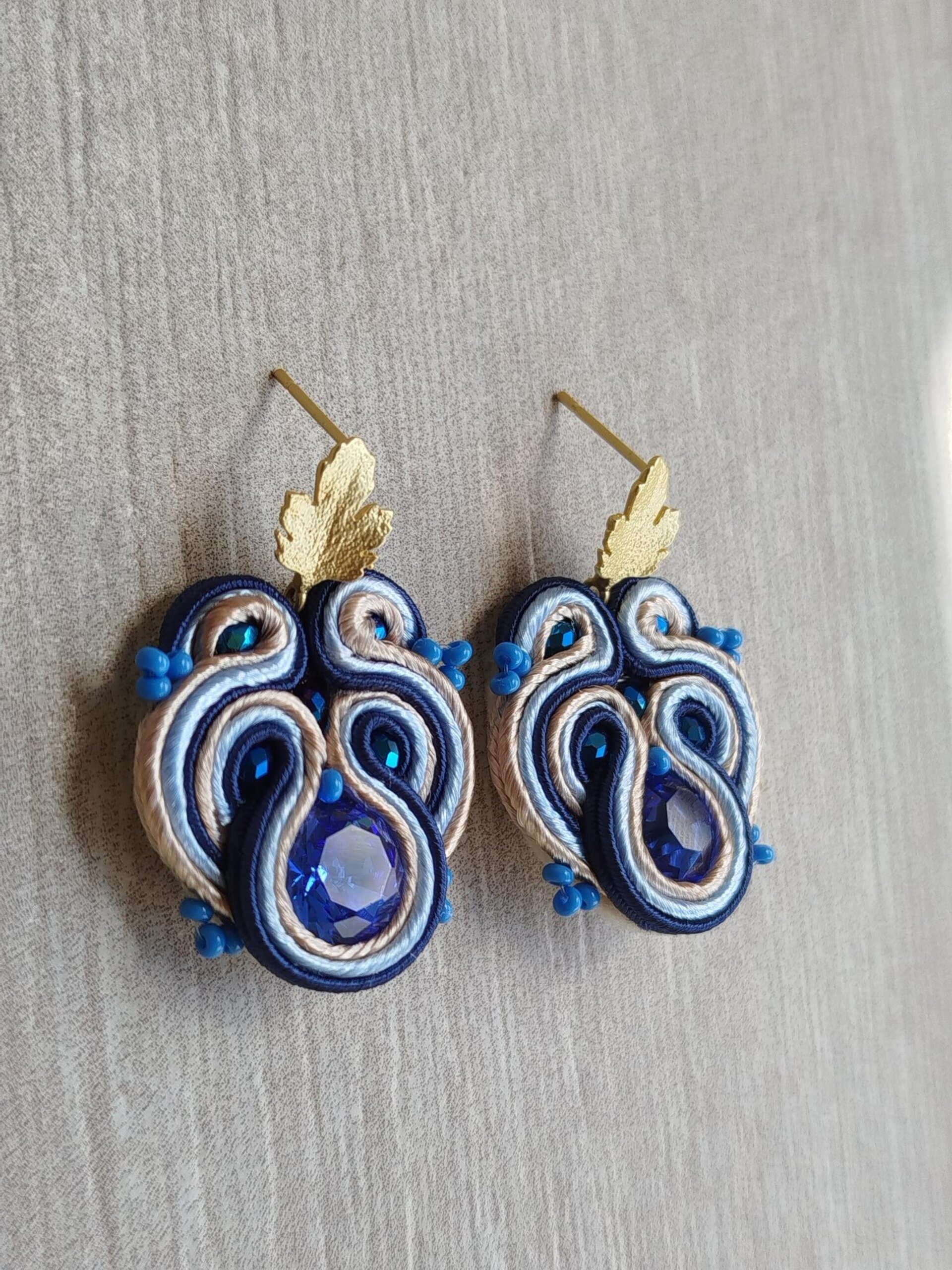 PENDIENTES SOUTACHE FLORENCIA AZUL - 2