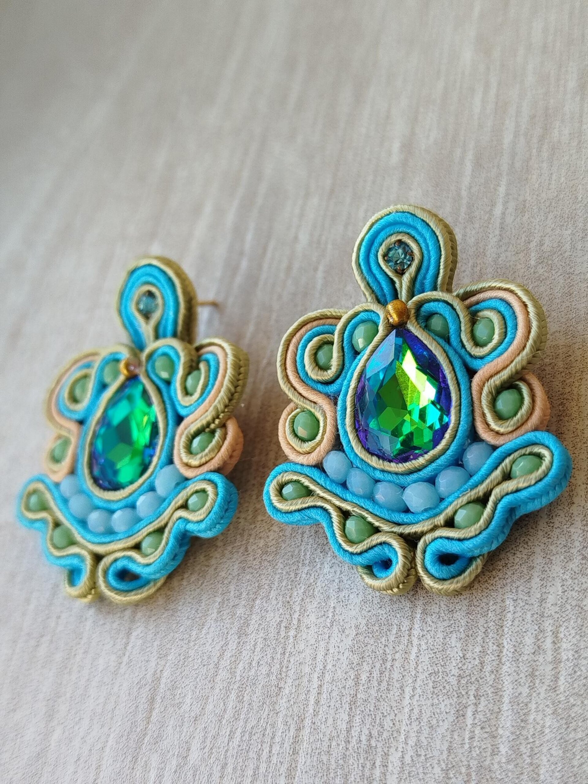 PENDIENTES SOUTACHE CALA AZUL - 2