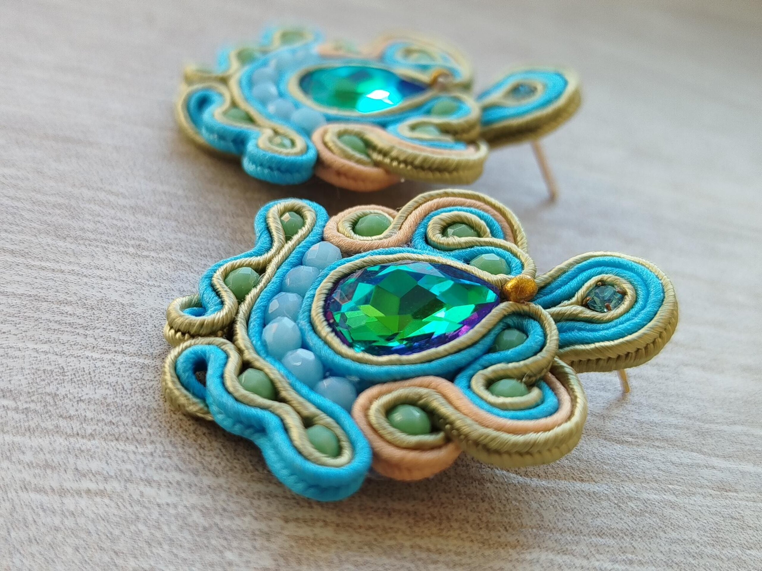 PENDIENTES SOUTACHE CALA AZUL - 3