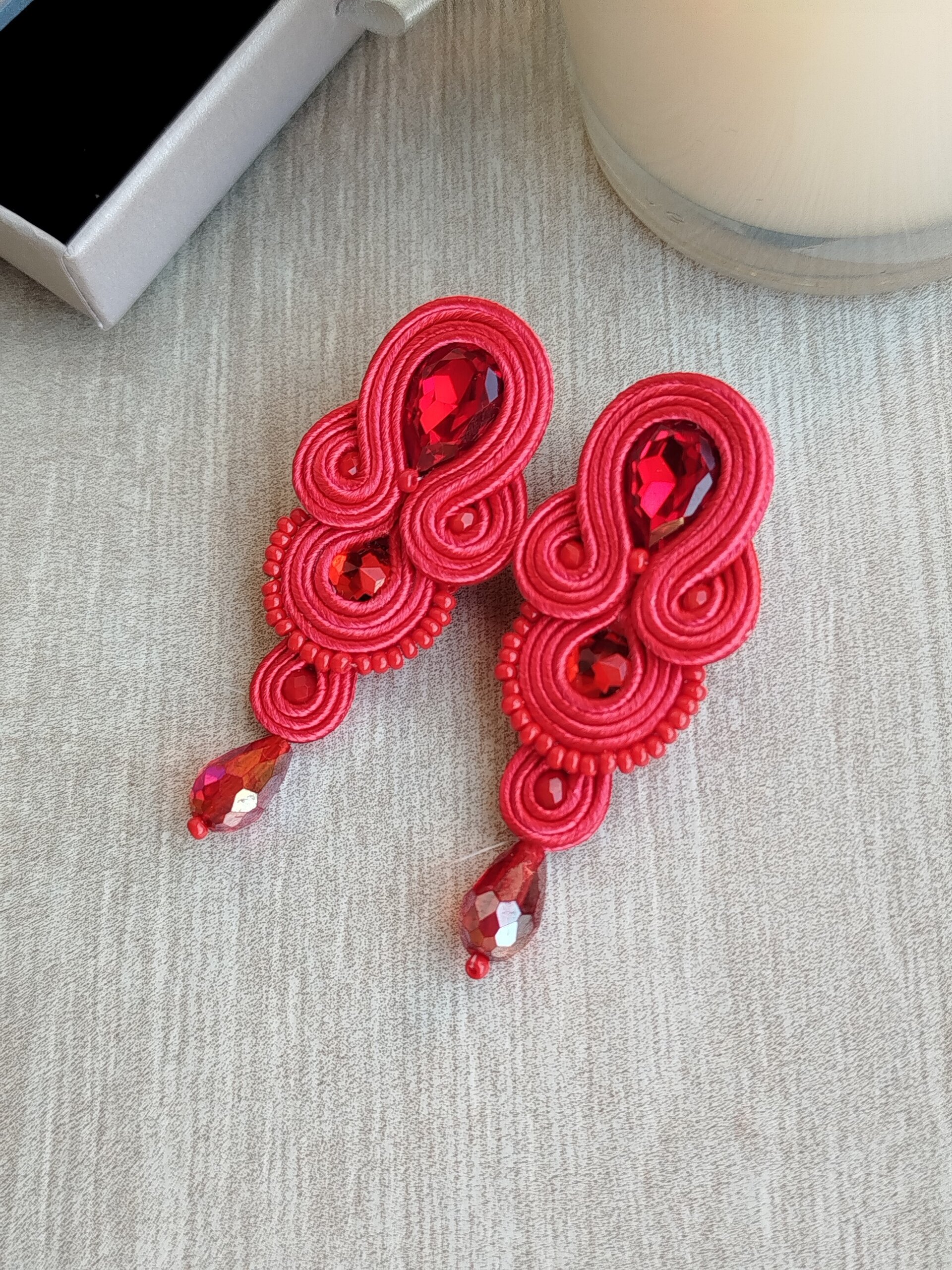 PENDIENTES SOUTACHE EVA ROJO - 1