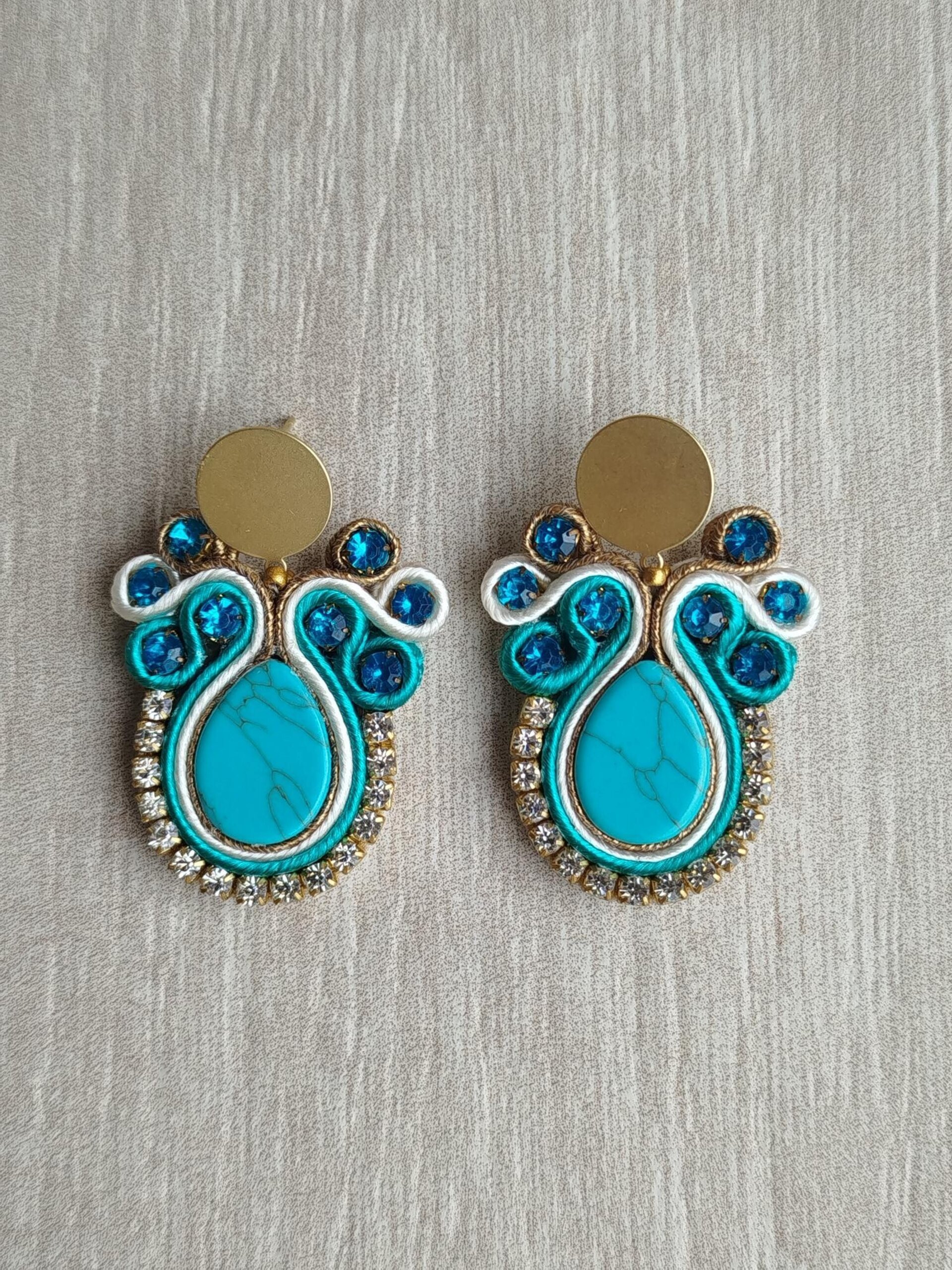 PENDIENTES SOUTACHE ANGELA TURQUESA - 2