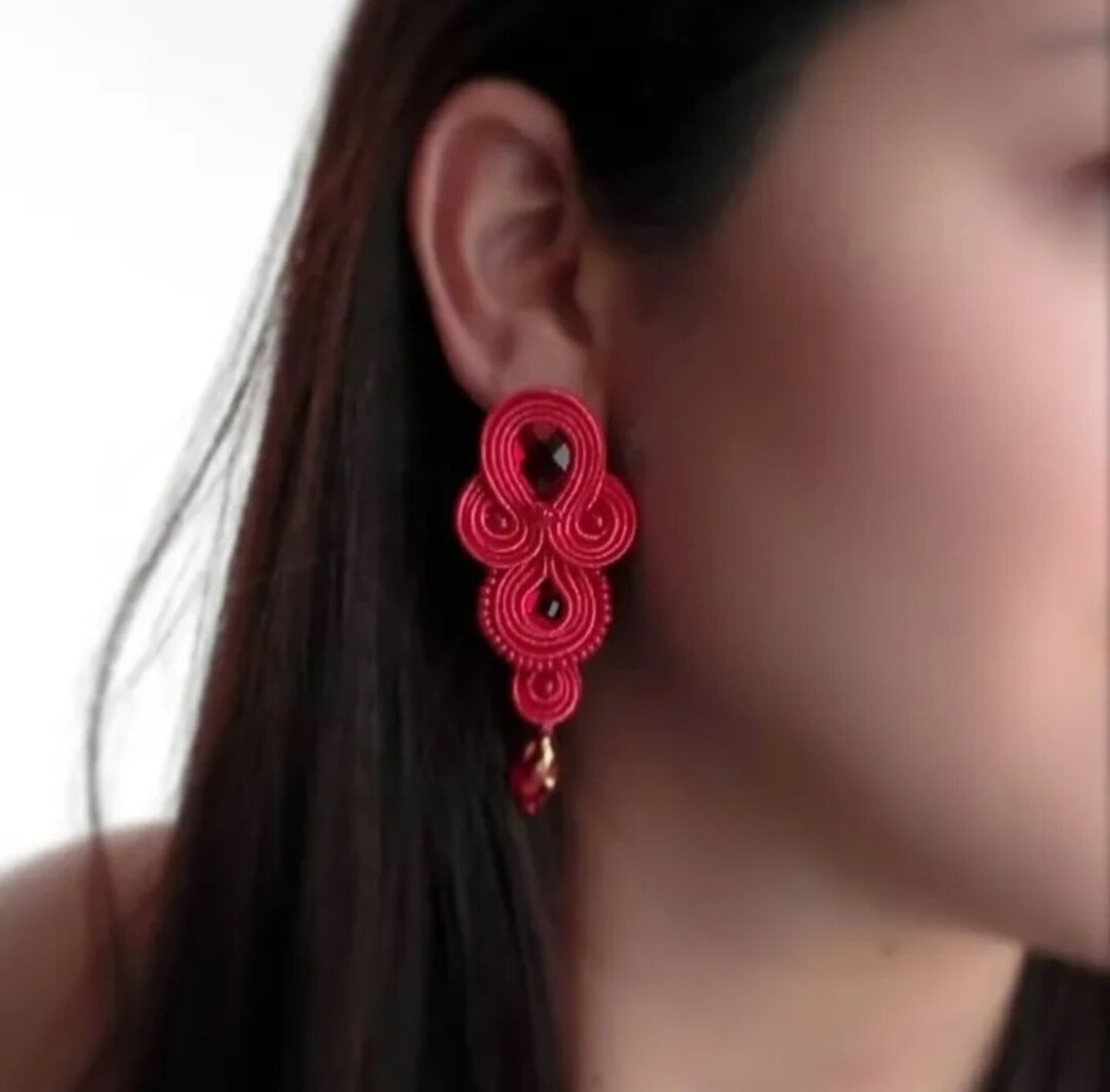 PENDIENTES SOUTACHE EVA ROJO - 2