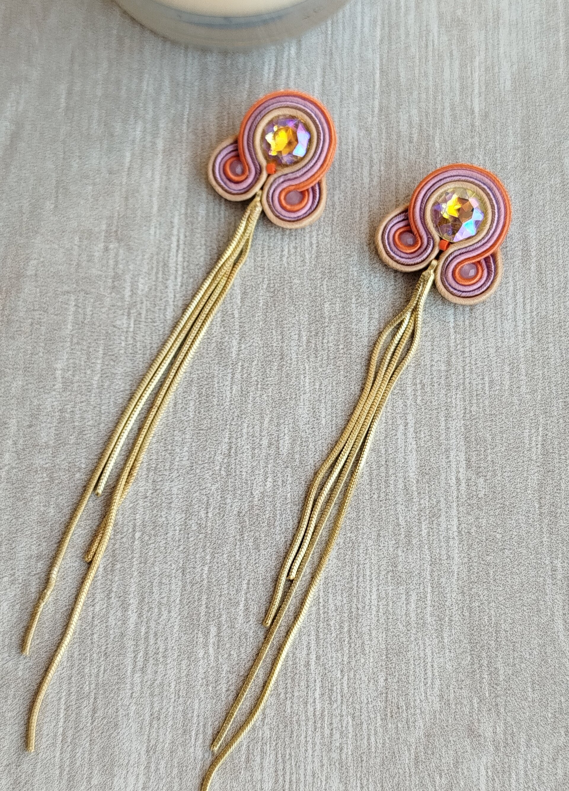 PENDIENTES SOUTACHE ESTELA NARANJA - 2