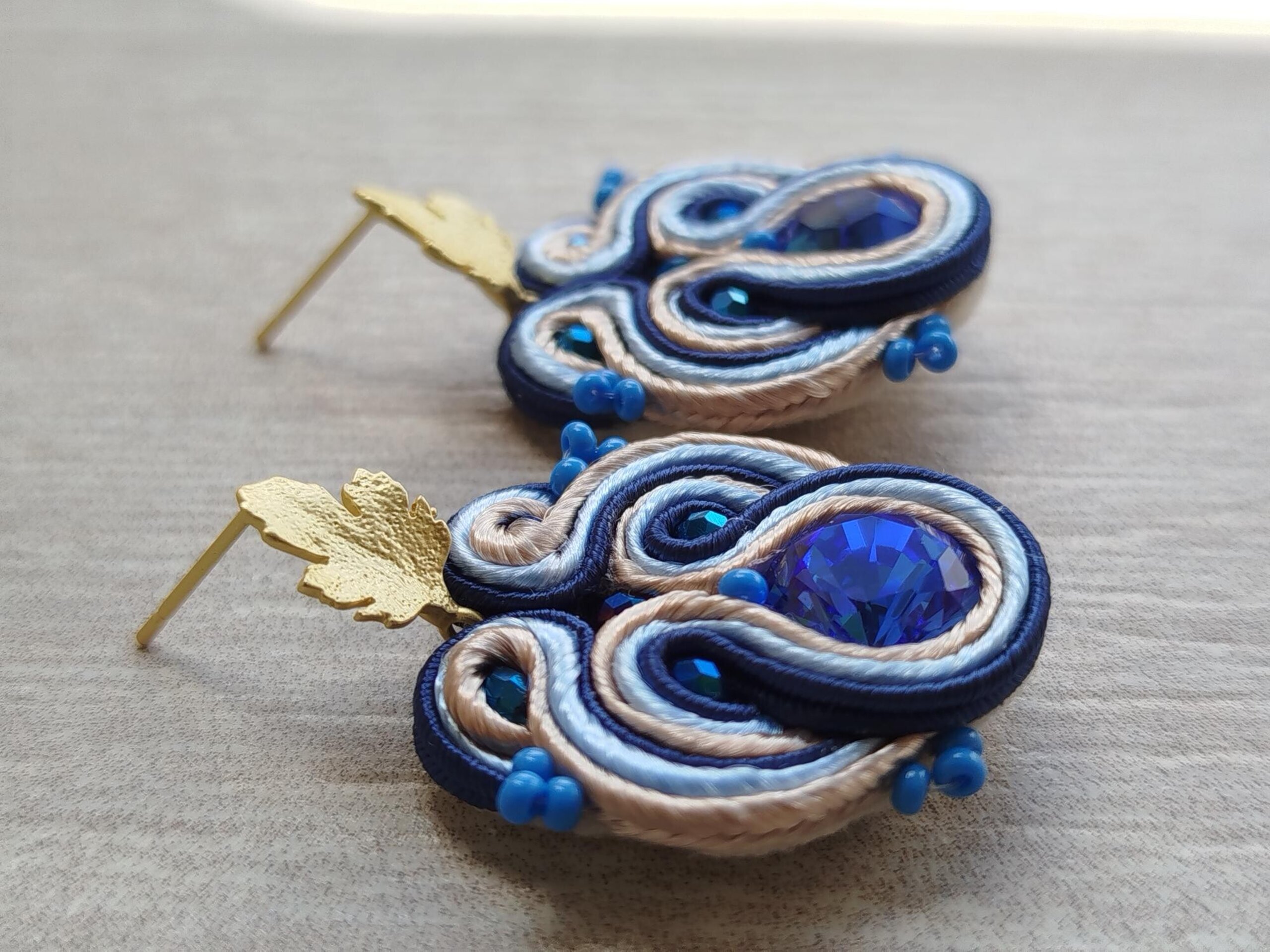 PENDIENTES SOUTACHE FLORENCIA AZUL - 3
