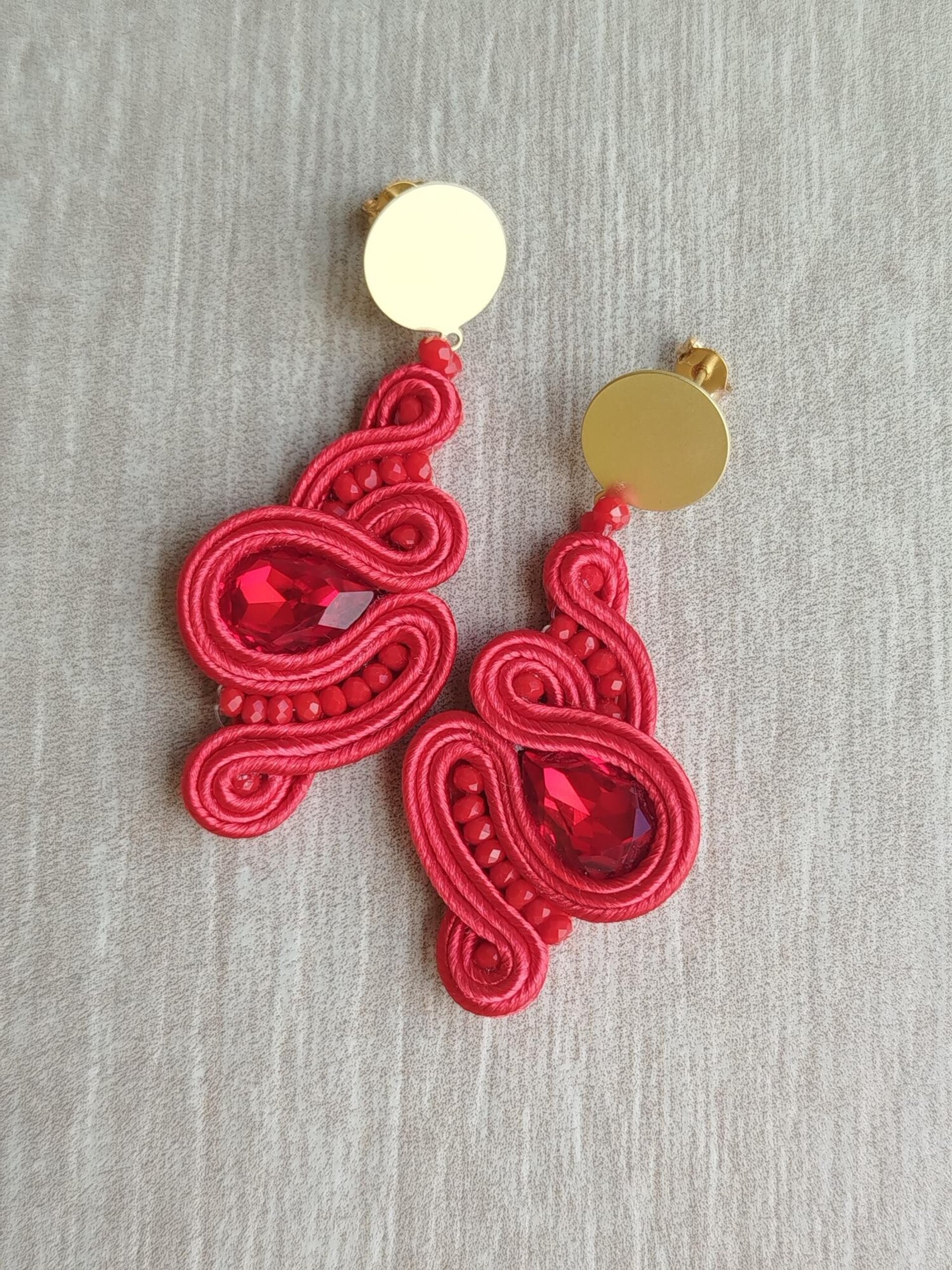 PENDIENTES SOUTACHE SCARLET ROJO - 3